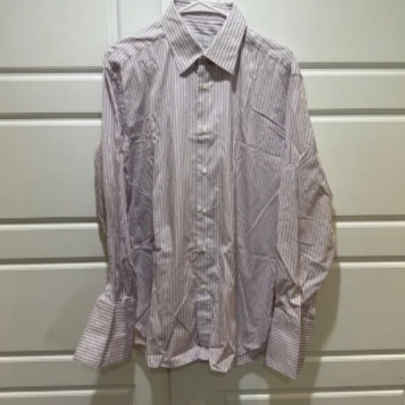 Ermenegildo Zegna Striped Dress Shirt French Cuff Business Formal Size R - Picture 1 of 8